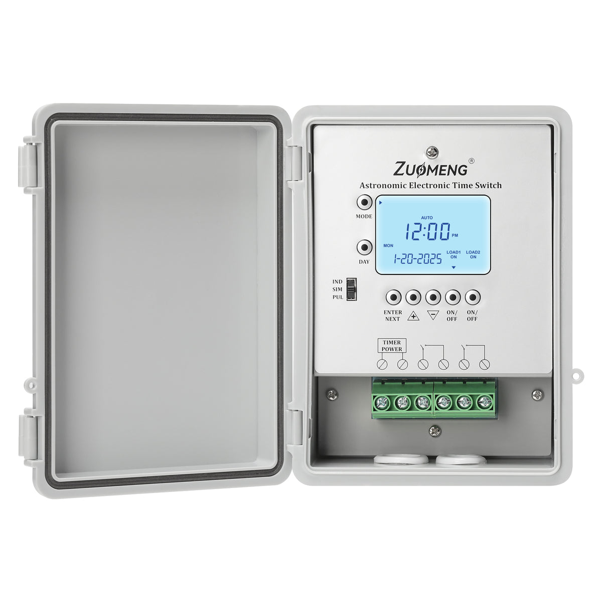 2-Circuit 30Amp Astronomic Electronic Time Switch, Automated Weekly Scheduling, to-The-Minute Programming, Built-in Rechargeable Lithium Battery, IP65 Waterproof, Supports 120-277 VAC