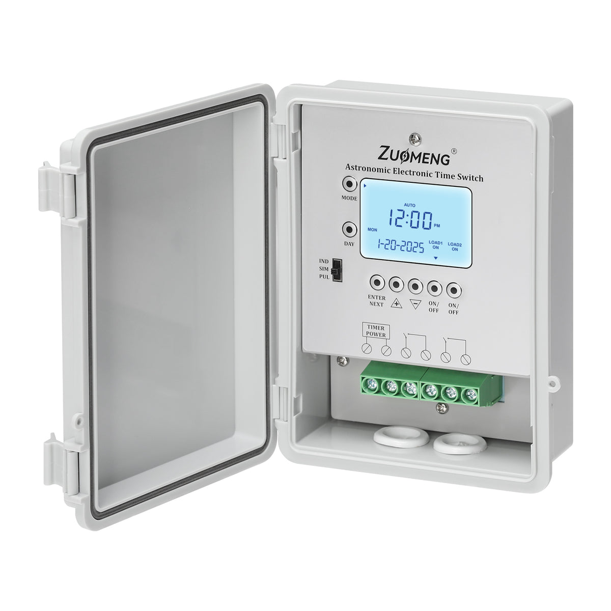 2-Circuit 30Amp Astronomic Electronic Time Switch, Automated Weekly Scheduling, to-The-Minute Programming, Built-in Rechargeable Lithium Battery, IP65 Waterproof, Supports 120-277 VAC