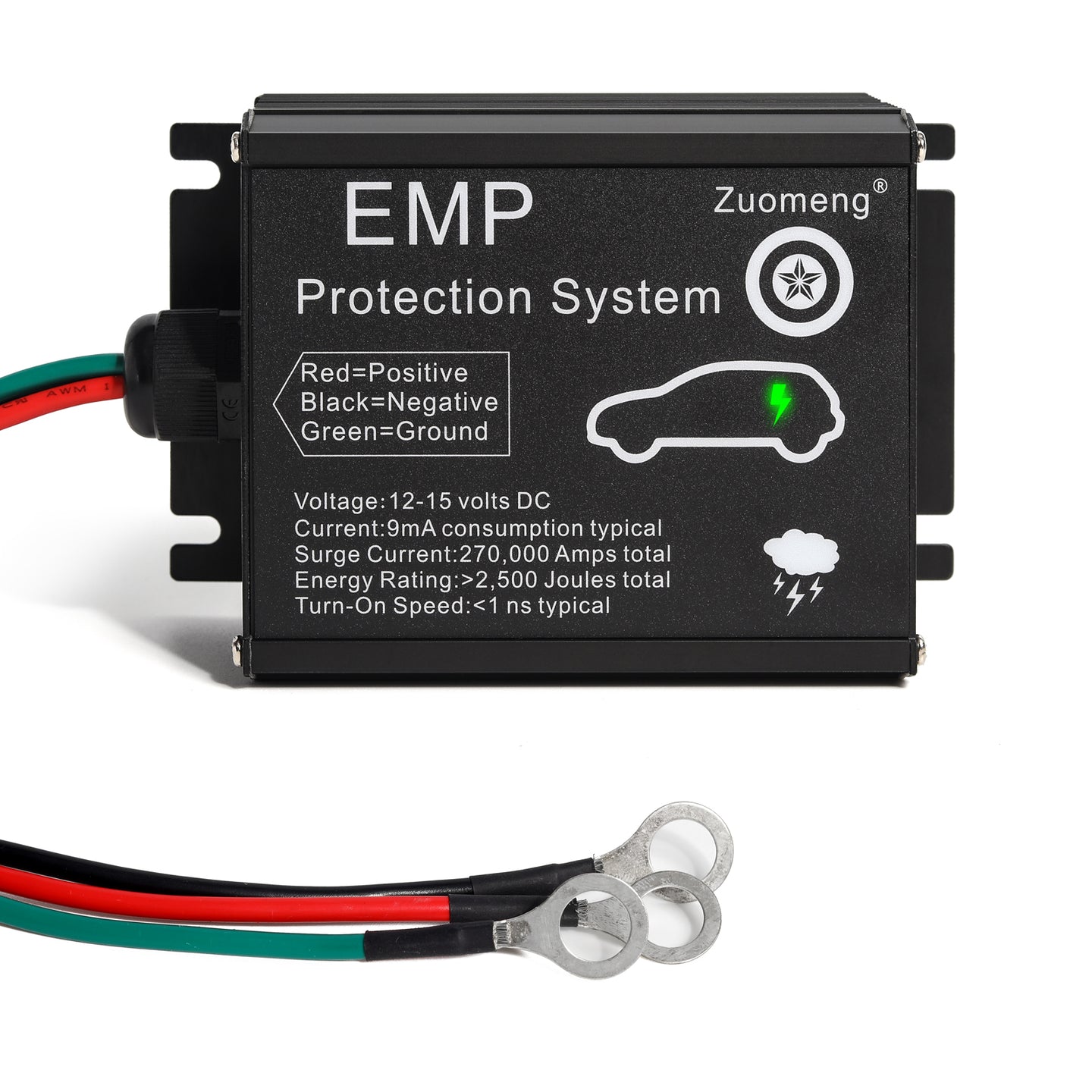 Vehicle EMP Protection, 12 Volt DC for Cars and Trucks, Lightning, Solar Flare, Surge, CME Protection,  270,000 A