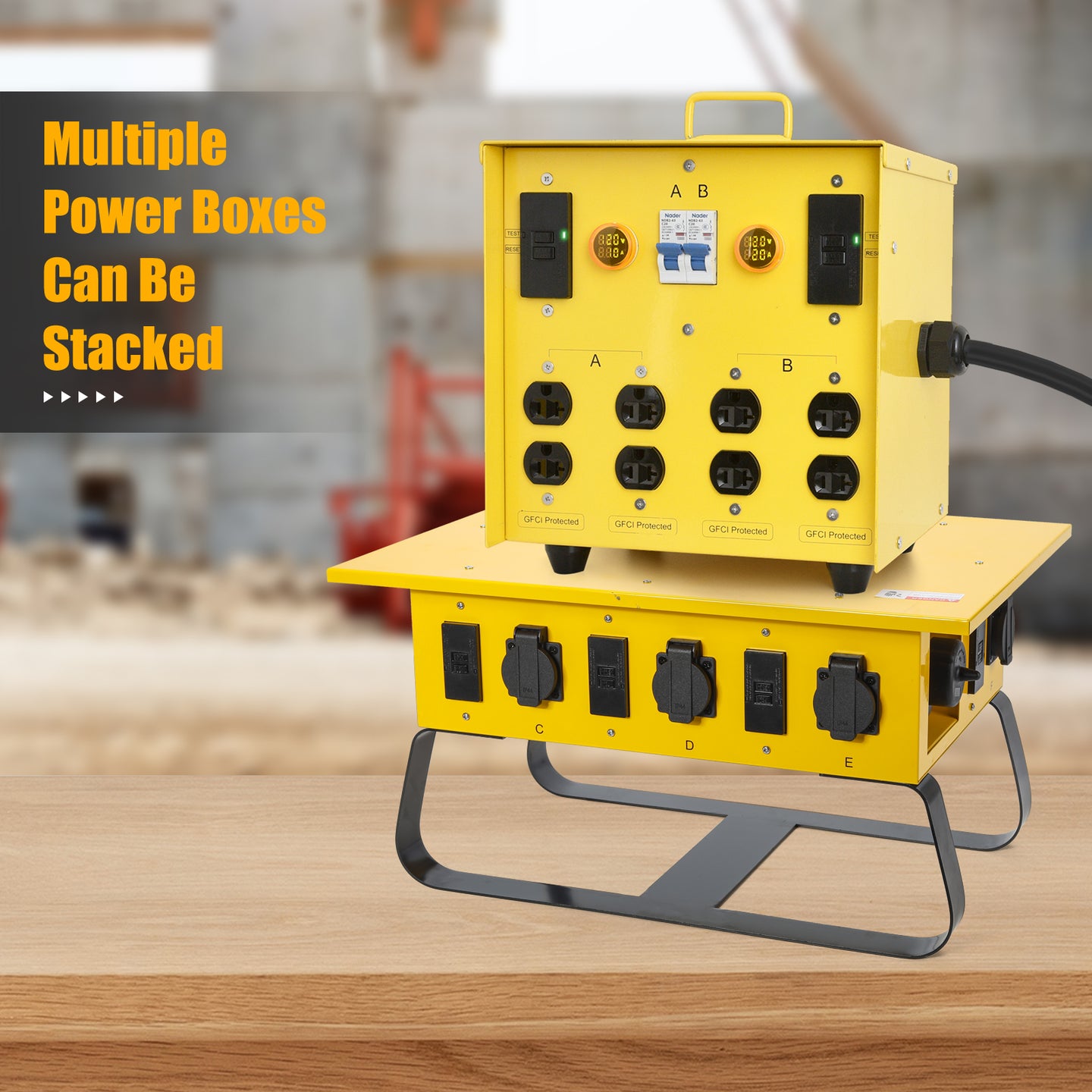 Power Distribution Box, Temporary Power Distribution Center, 50A California Standard Twist-to-Lock, UL Certified Components, Ideal for Temporary Power Needs