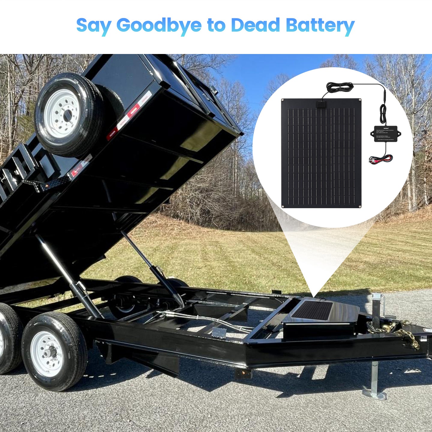 Solar Battery Charger Maintainer, Zuomeng 20W Solar Panel Kit for Dump Trailer Built-in Maintenance Pulse & Intelligent MPPT Charge Controller