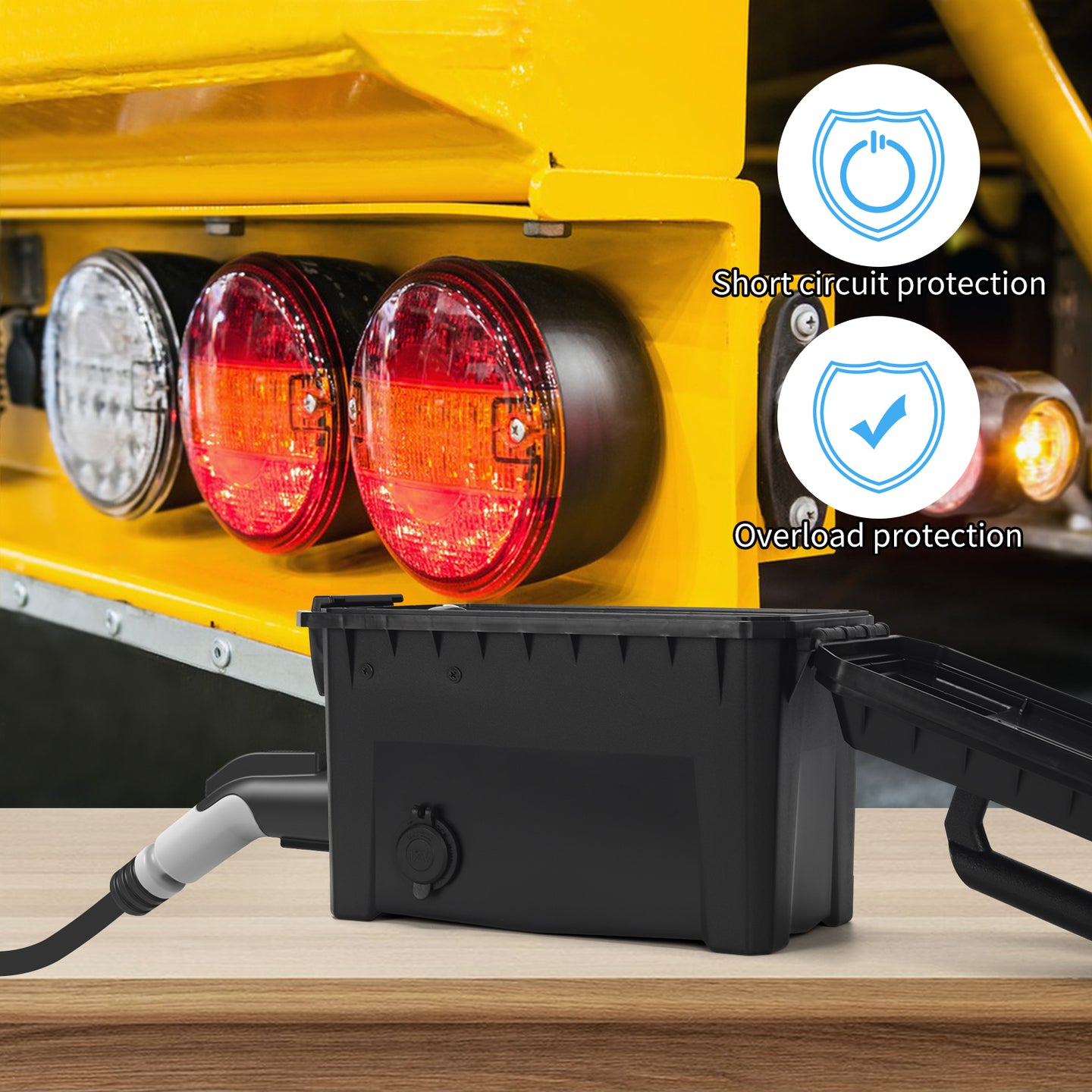 Trailer Light Tester Box with 12V 10Ah Battery and IP68 Waterproof Carrying Case, Wireless Remote Control Operation (7-Way Round Pin Compatibility)