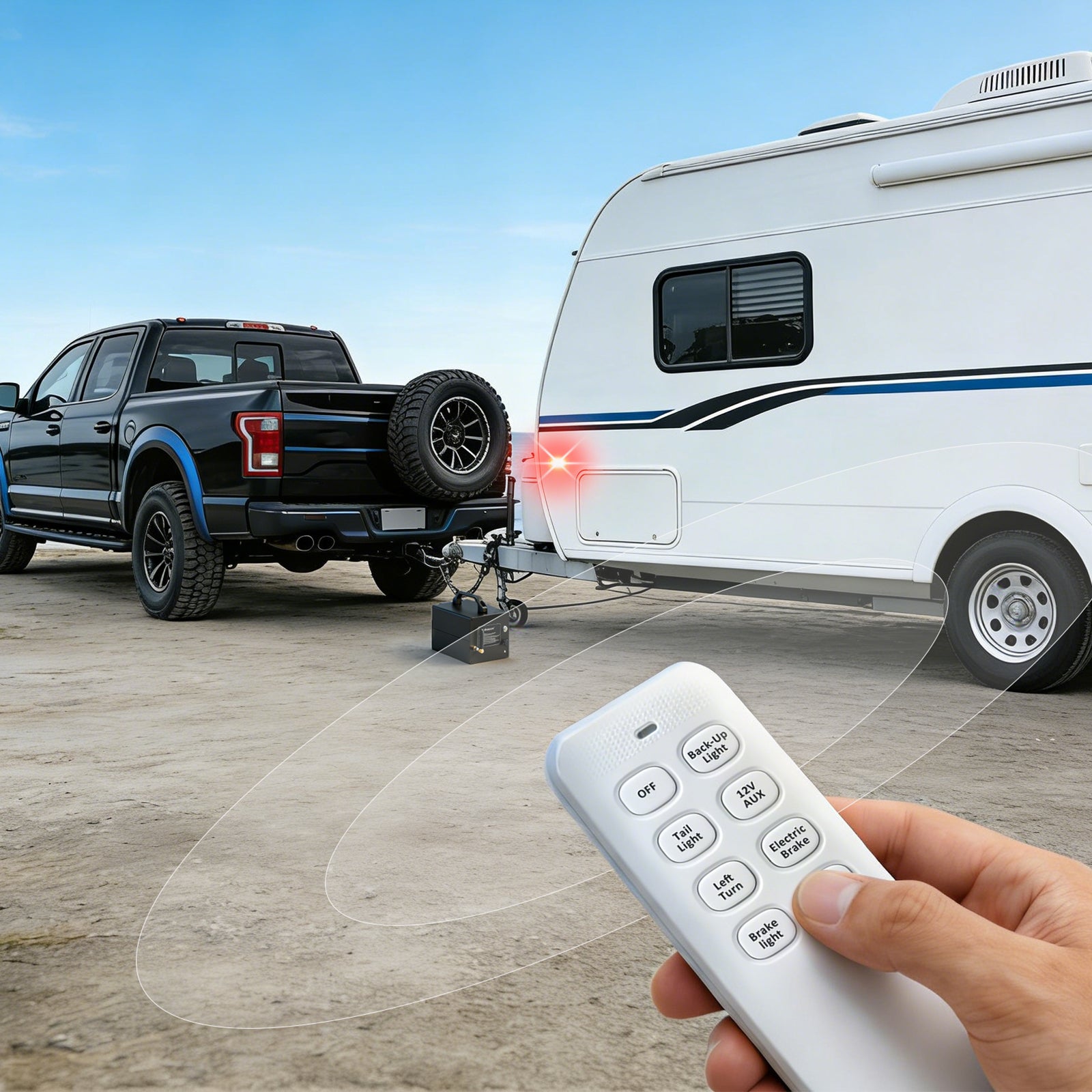 Trailer Light & Electric Brake Tester with Wireless Remote Control, 12V 10Ah Battery, IP68 All-Metal Case, Compatible with 7-Way Flat (Spade), Includes 6-Way Round & 4/5-Pin Connectors