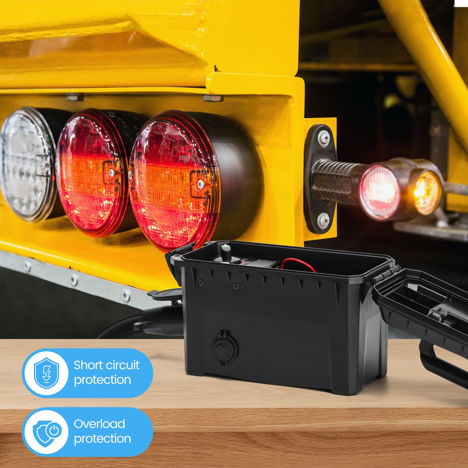 Trailer Light & Electric Brake Tester with 12V 10Ah Battery, Tests 7-Spade, 6-Round and 4/5-Flat Pin Type Trailer Harnesses, Upgrade Wireless Remote Control, IP68 Waterproof Case