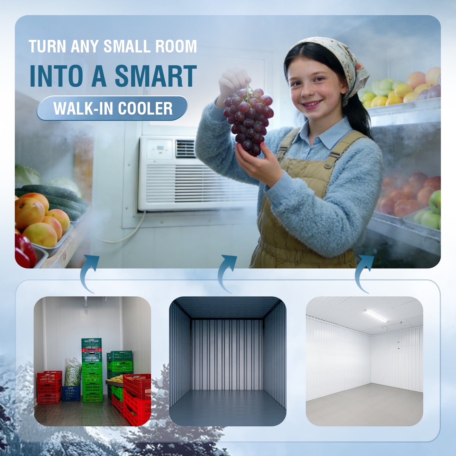 Walk-in Cooler Controller for Window AC Unit, Adjustable 33°F–65°F Temperature Control for Meat, Produce, Flowers and Beverages Storage