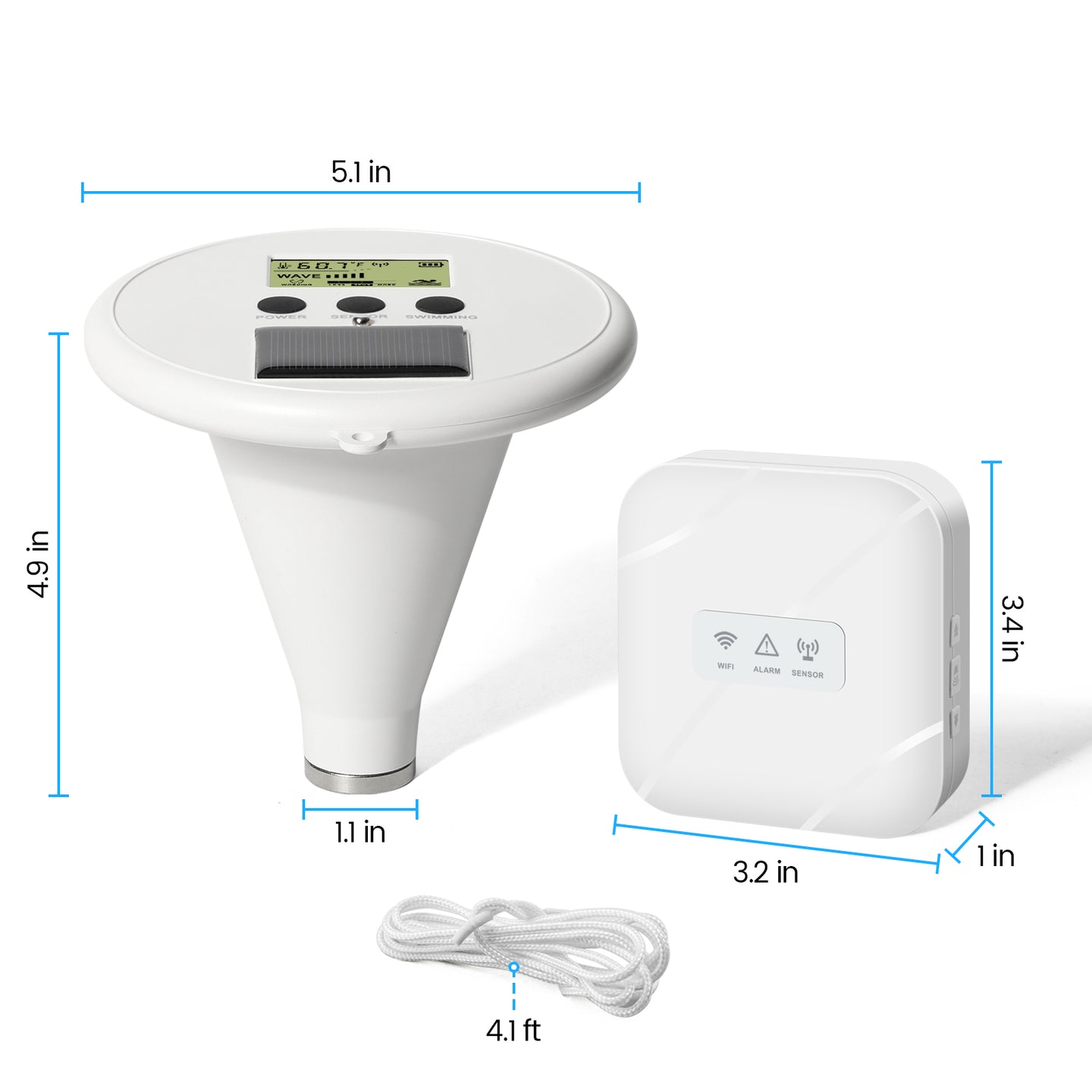 WiFi Pool Alarm, Zuomeng Solar Wave Pool Alarm with High Sensitivity, Smart App Control, Dual Alarming via Device & App, Offering Extra Protection for Your Kids and Pets