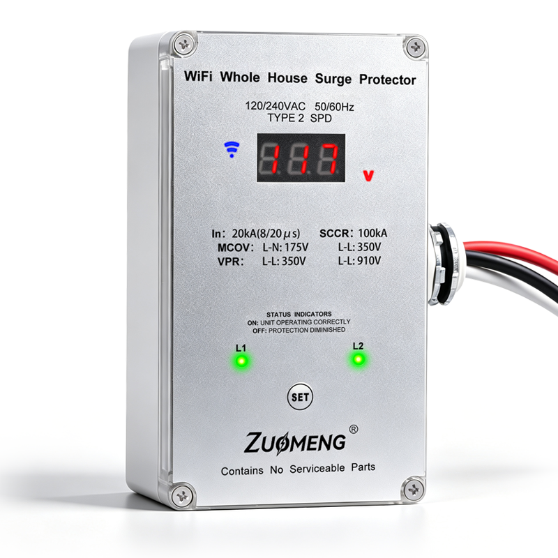 WiFi Whole House Surge Protector - 100 KA/Phase, 2450 Joules (Total), Real-Time WiFi Monitoring, Instant Surge Alerts & Historical Surge Tracking, Type 2 SPD for 120/240V Panels