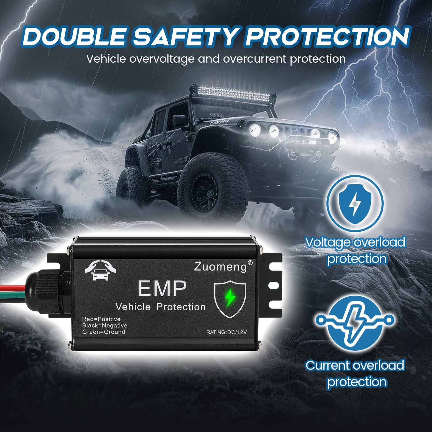 Vehicle EMP Protection, 12 Volt DC for Cars and Trucks, Lightning, Solar Flare & Surge Protection, 225,000 A