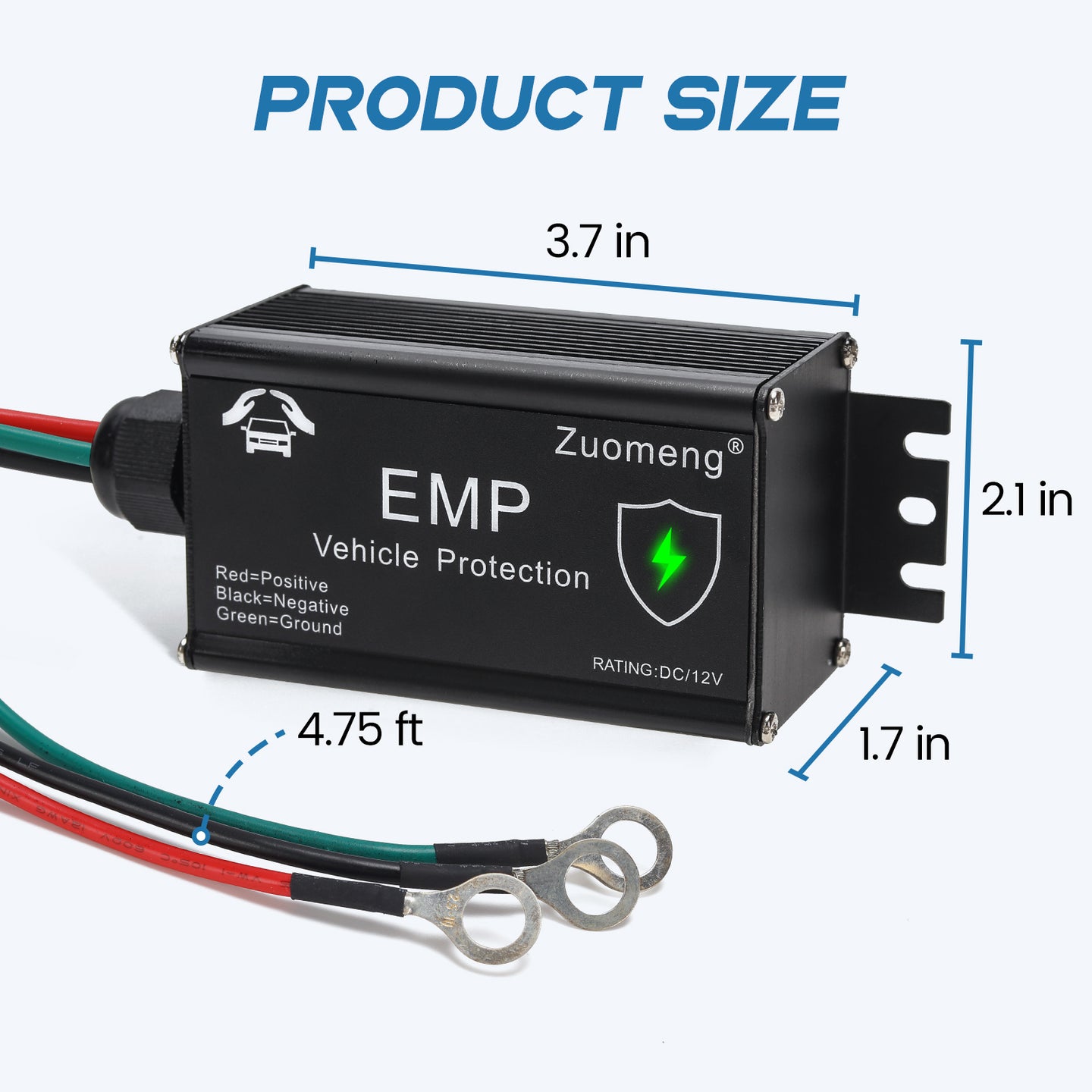 Vehicle EMP Protection, 12 Volt DC for Cars and Trucks, Lightning, Solar Flare & Surge Protection, 225,000 A